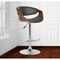 Armen Living Butterfly Adjustable Height Swivel Gray Faux Leather and Walnut Wood Bar Stool with Chrome Base LCBUBAWAGRAY - alternate 4